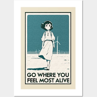 Adventure Awaits - Inspirational Anime Girl Poster Posters and Art